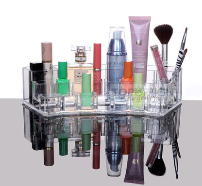 Elegant Crystal Curved Makeup Organizer for Lipstick Perfume Nail Polish Storage