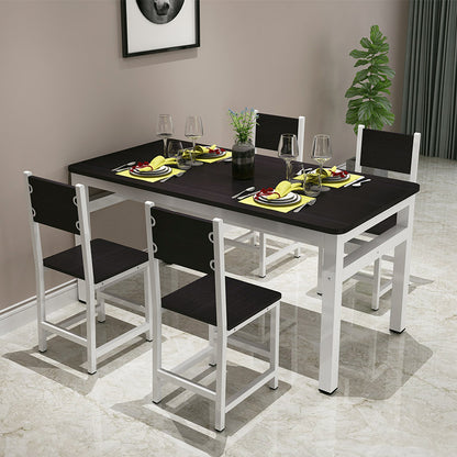 4 Piece Modern Wood Steel Dining Chairs Black White