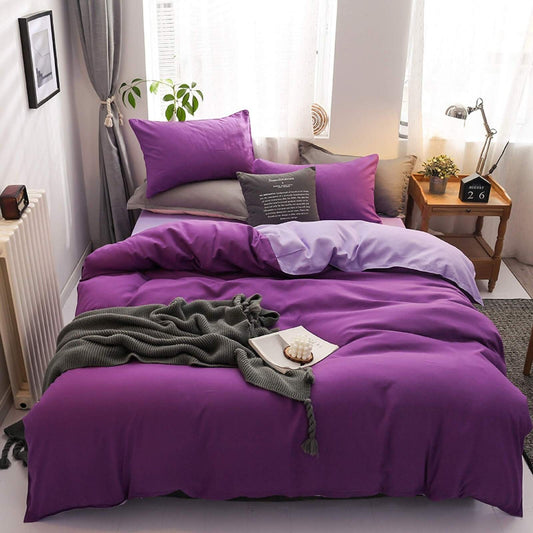 Double Size 4 Piece Quilt Cover Bedding Set Luxurious Purple Lilac