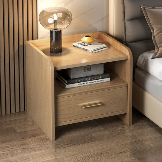 Elegant Bedside Table Nightstand with Drawer Oak