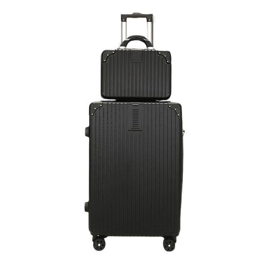 2-Piece Cabin Carry-On Luggage Set Lightweight Travel Suitcase Black