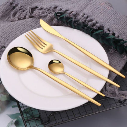 24 Piece Stainless Steel Cutlery Set Elegant Dining Tableware Gold