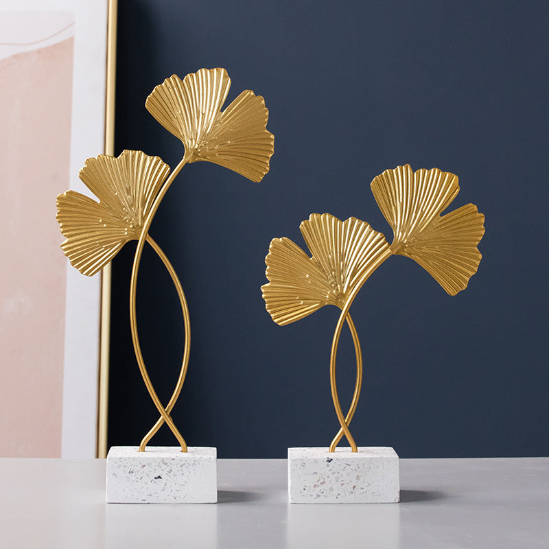 Elegant Ginkgo Leaves Sculpture Home Office Decor