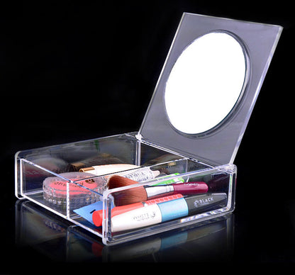 Portable Makeup Organizer with Large Mirror for Crystal Clear Cosmetic Storage