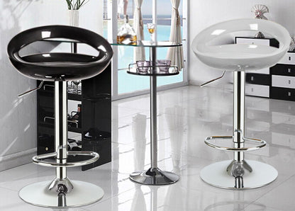 Set of 2 High Gloss Designer Bar Stools Modern White