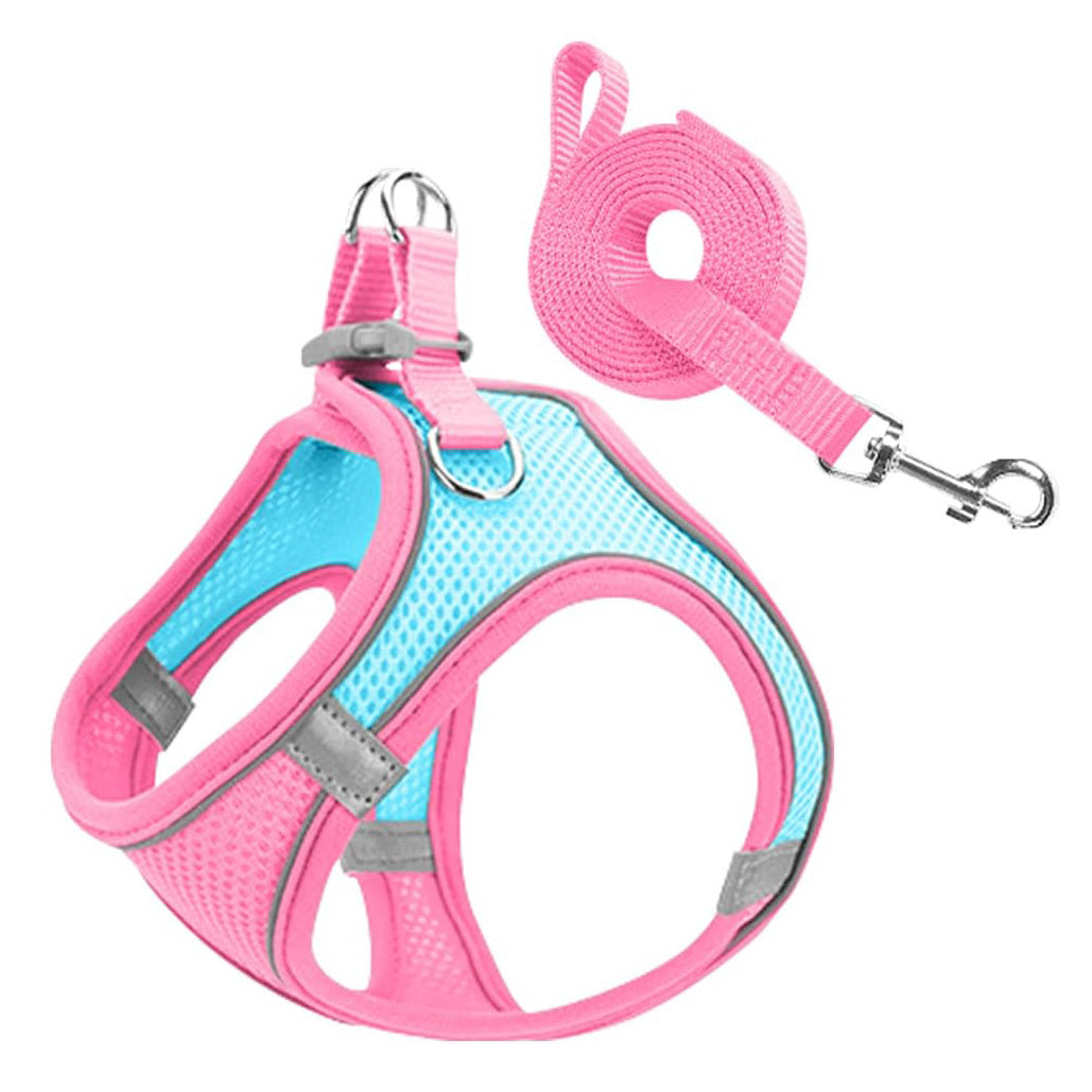 XXS Dog Harness and Leash Set for Small Dogs and Cats Pink