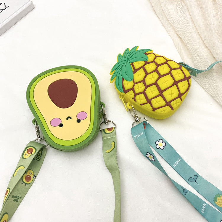 Cute Pineapple Silicone Crossbody Bag for Girls