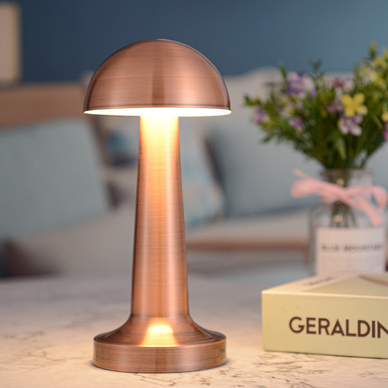 Cordless LED Touch Sensor Table Lamp Rose Gold Dome Night Light