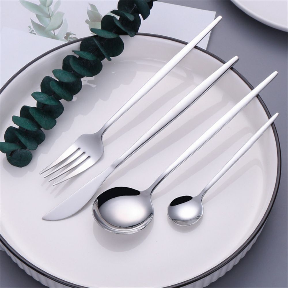 24 Piece Stainless Steel Cutlery Set Knife Fork Spoon Kitchen Tableware Silver