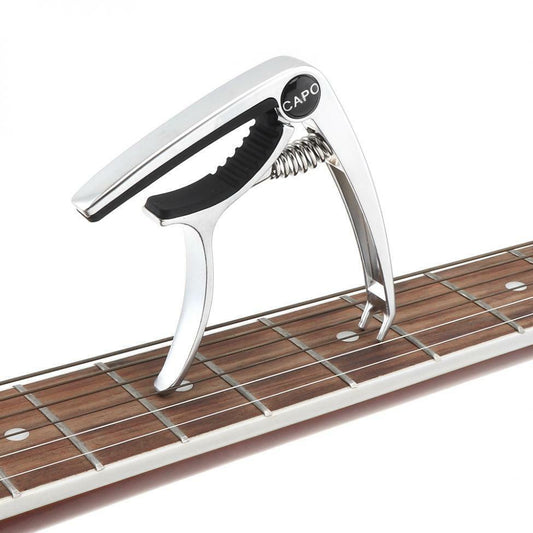 Professional Guitar Capo Clamp Key Tuner for Acoustic and Electric - Silver