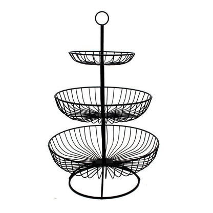 Elegant 3-Tier Metal Fruit Basket Plate Bowl Kitchen Buffet Food Tray Black