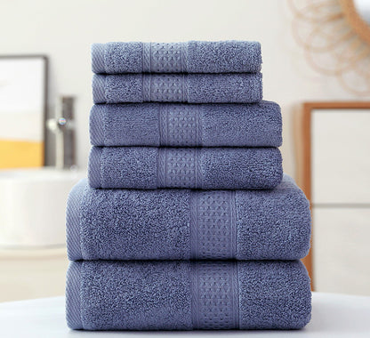 3-Piece Deluxe Cotton Towels Set Soft Absorbent Bath Hand Face Towels Slate Blue