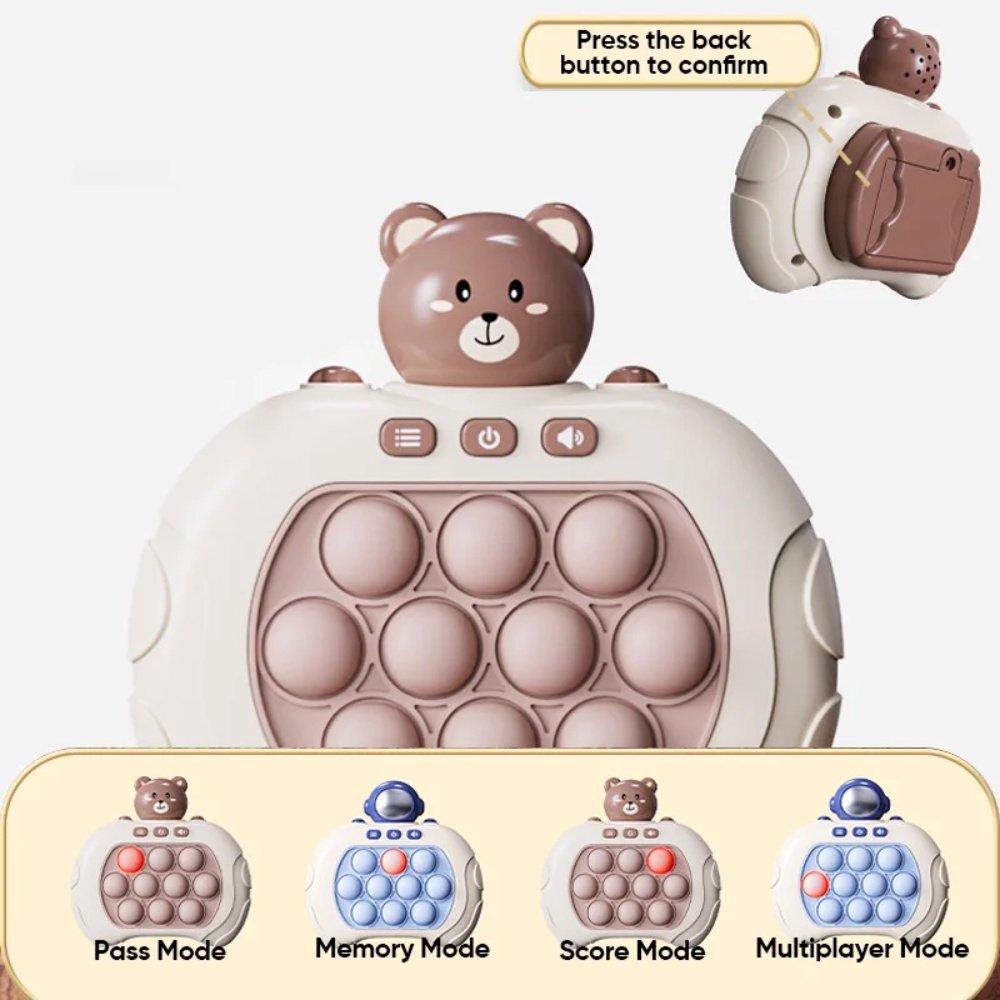 Cute Bear Light Up Push Pop Fidget Game Console for Kids