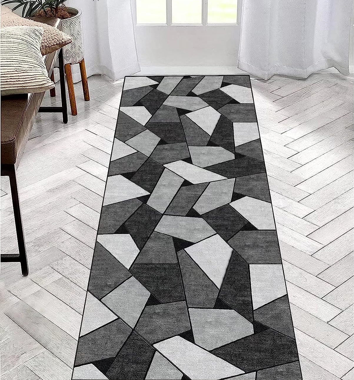 80 x 300 Rock Hallway Runner Area Rug Easy-Care Carpet Mat