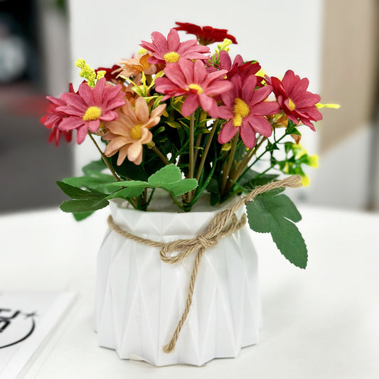 Elegant Pink Artificial Flower Arrangement in Vase for Home Decor