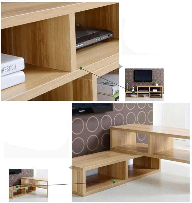 Adjustable Multifunctional TV Cabinet Display Shelf Oak