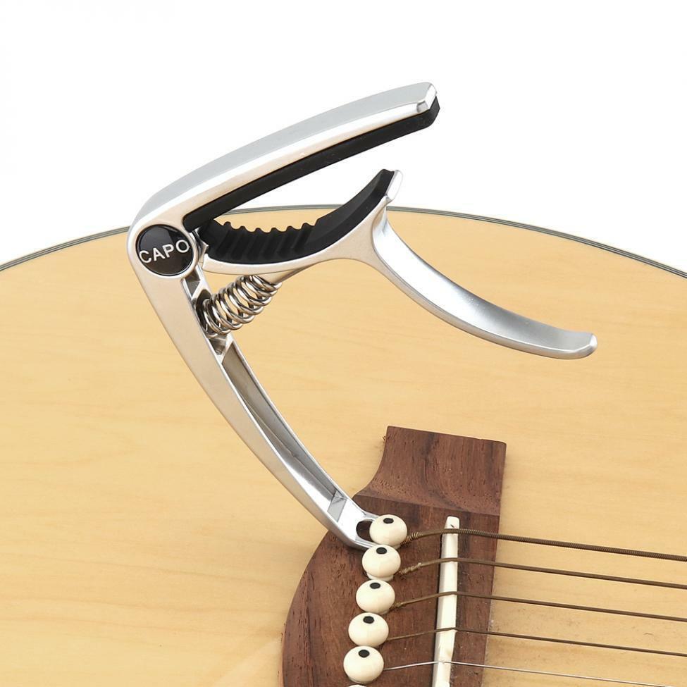 Professional Guitar Capo Clamp Key Tuner for Acoustic and Electric - Silver