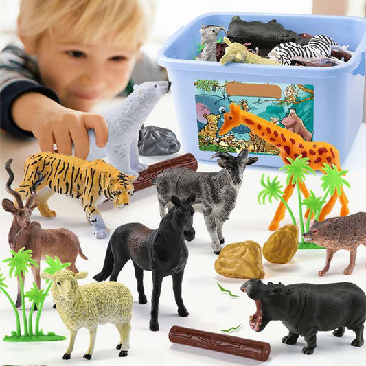 58 PCS Animal Figures Toy Set Educational Wildlife Playset for Kids