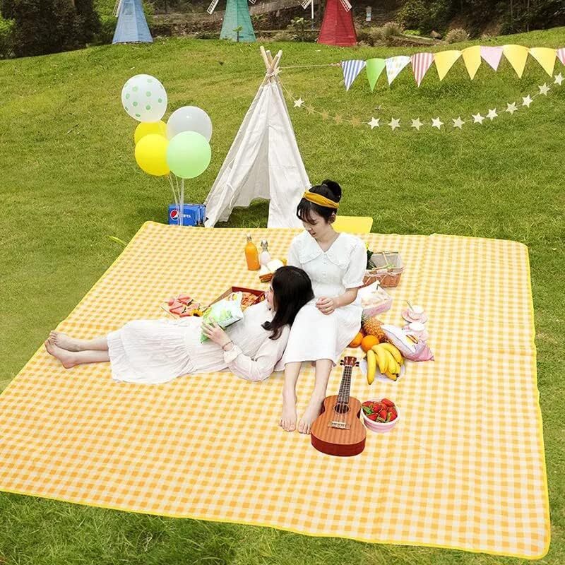 2m x 1.5m Large Foldable Waterproof Outdoor Picnic Blanket Camping Beach Mat Yellow