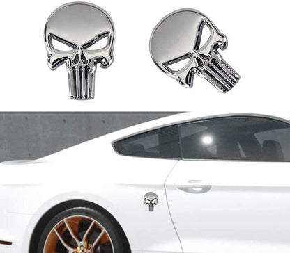 3D Skull Badge Chrome Emblem Car Sticker Auto Decal