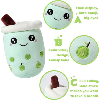 40cm Adorable Bubble Tea Plush Toy Boba Pillow Cushion Green