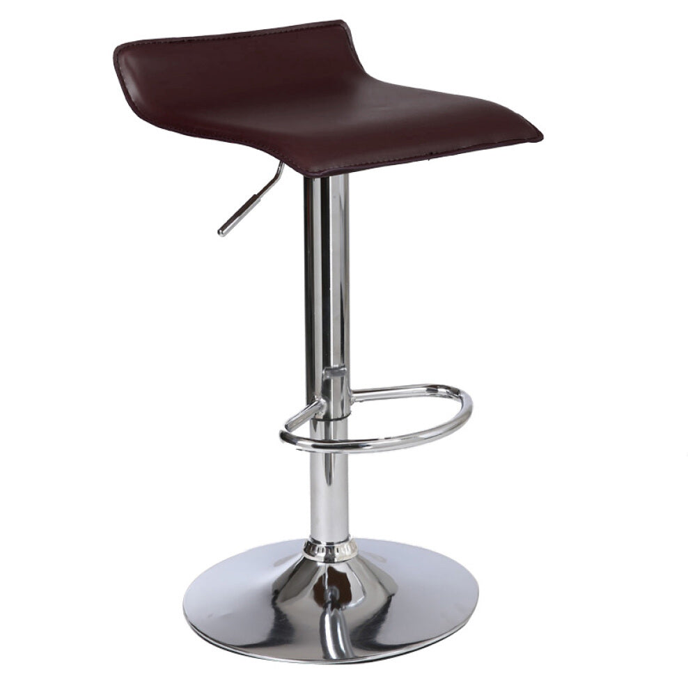 Set of 2 Modern PU Leather Bar Stools Chocolate