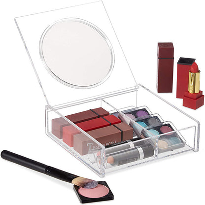 Portable Makeup Organizer with Large Mirror for Crystal Clear Cosmetic Storage