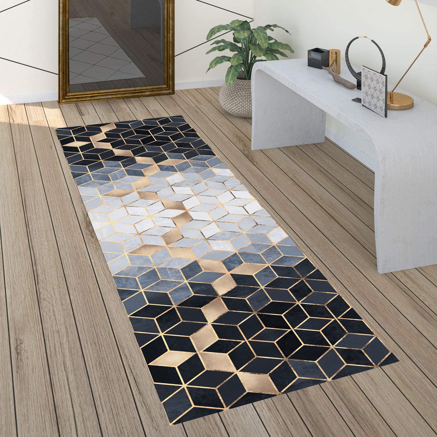 60 x 200 Elegant Non-Slip Hallway Runner Rug for High Traffic Areas