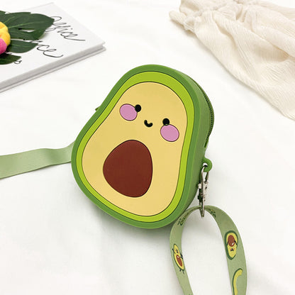 Cute Avocado Silicone Crossbody Bag for Girls