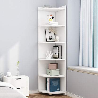 Stylish 6 Tier Wooden Corner Shelf Unit White