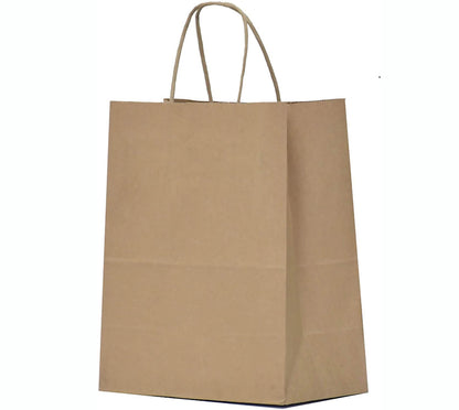 20 Pack Kraft Paper Gift Shopping Bags with Handles Brown