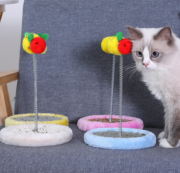 Interactive Cat Scratching Toy with Spring Bee Teaser