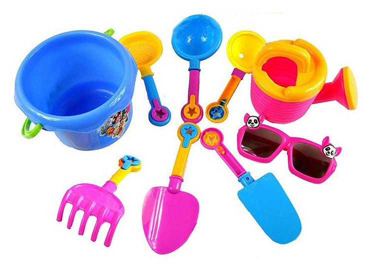 2 x 9PCS Sand Toy Set with 9PCS and 2 Buckets for Beach Fun