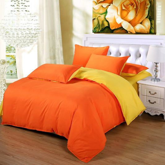 Double Size Luxe Home Quilt Cover Bedding Set Hot Orange and Yellow