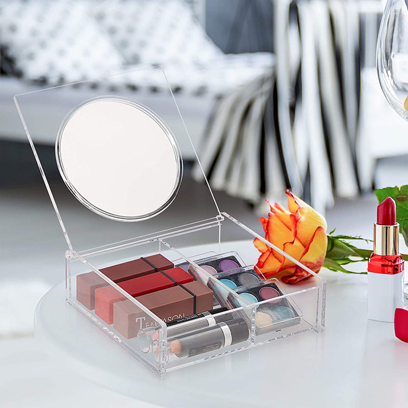 Portable Makeup Organizer with Large Mirror for Crystal Clear Cosmetic Storage