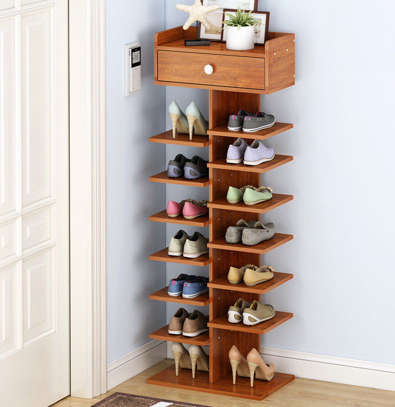 8 Tier Wooden Shoe Rack Storage Organizer Oak