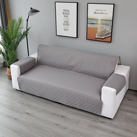 2-Seater Quilted Sofa Slipcover Water Resistant Couch Protector Grey