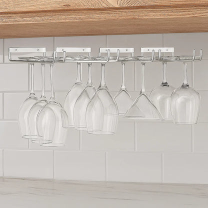 Wine Glass Hanger Rack Under Cabinet Stemware Storage Organizer for Kitchen Bar