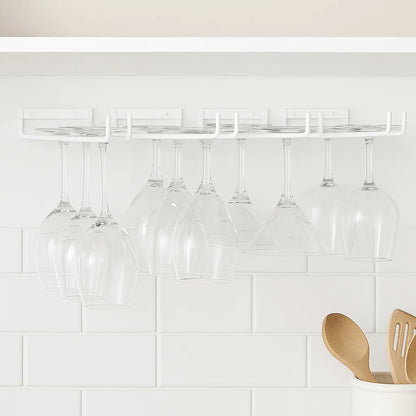 Wine Glass Hanger Rack Under Cabinet Stemware Storage Organizer for Kitchen Bar