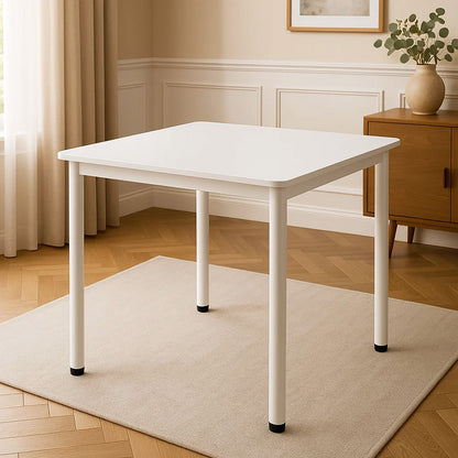 Modern White Kitchen Dining Table 80cm Square Wood Metal