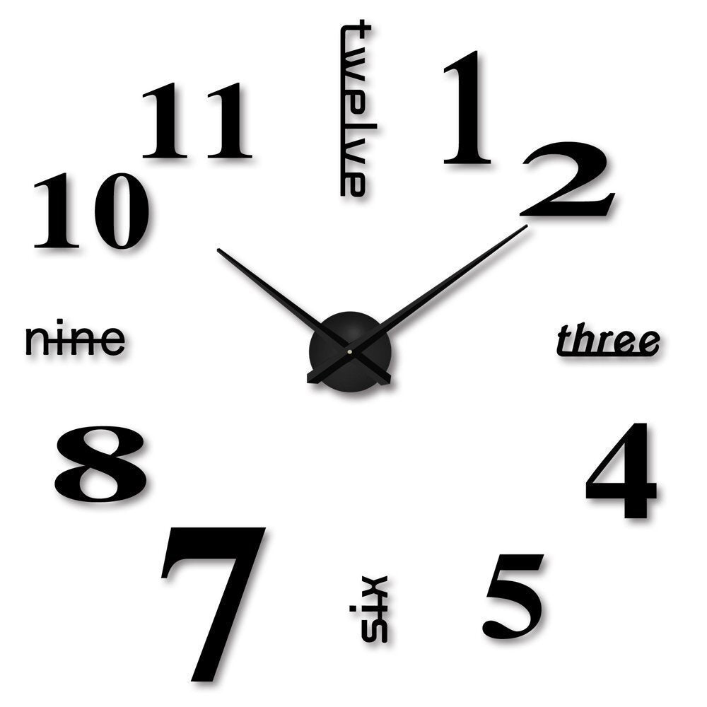 Large Modern DIY Wall Clock Home Decoration Black