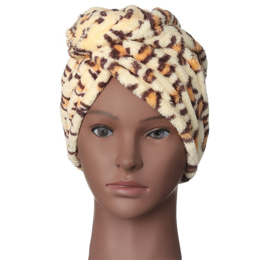 Fast Dry Microfiber Hair Towel Turban Quick Drying Spa Head Wrap Leopard