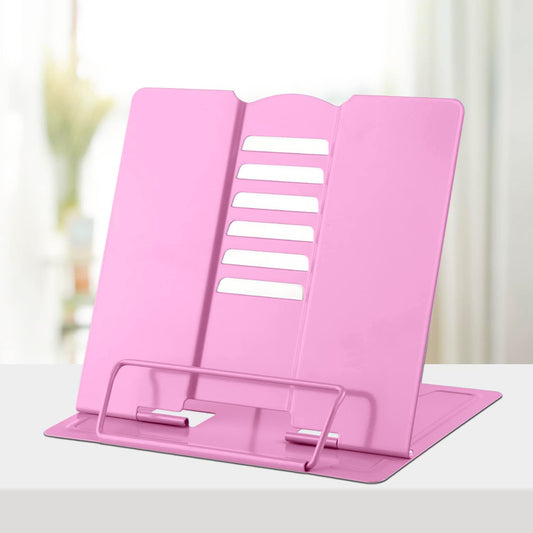 Portable Adjustable Metal Book Stand Reading Rest Pink