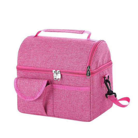 Portable Insulated Lunchbox Cooler Bag for Outdoor Food Storage Pink