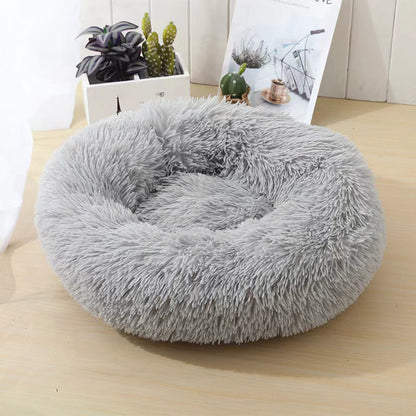 60cm Cozy Plush Soft Fluffy Pet Bed for Dogs and Cats Light Grey