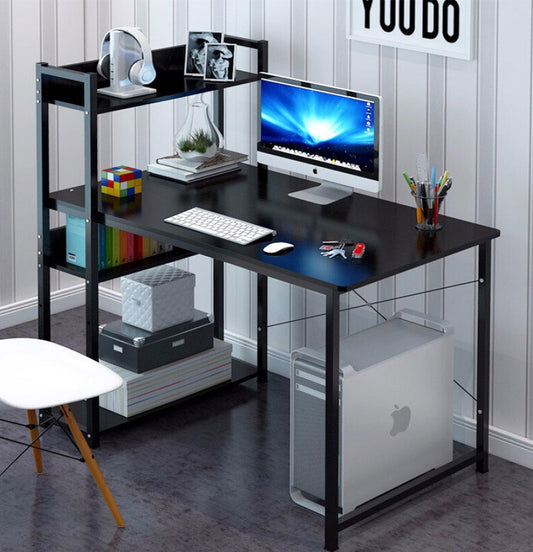 Modern Workstation Computer Desk with Storage Shelves Black