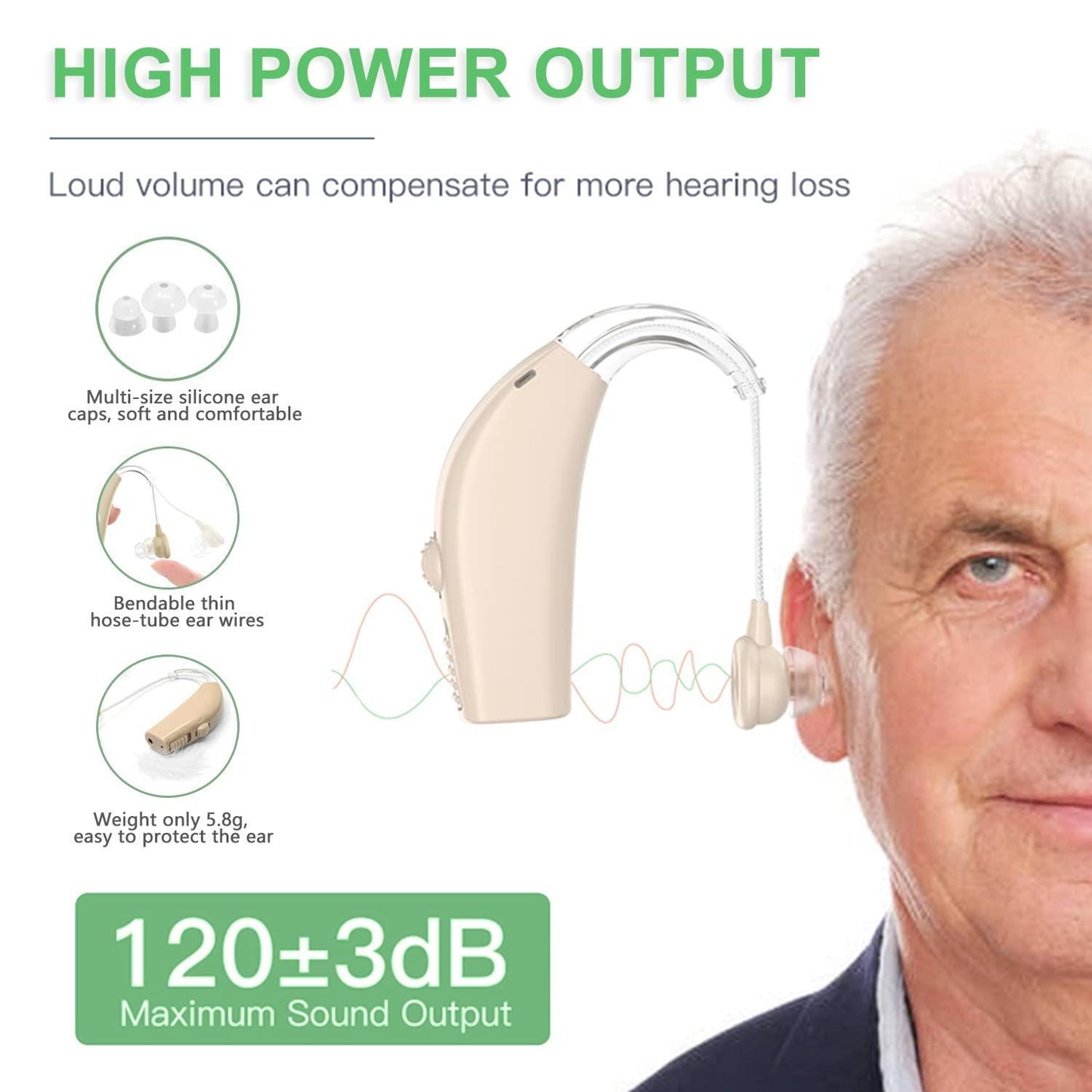 Rechargeable Wireless Hearing Aid Sound Amplifier for Clear Hearing