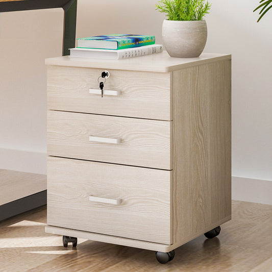 Stylish 3 Drawer Bedside Table Cabinet with Wheels White Oak