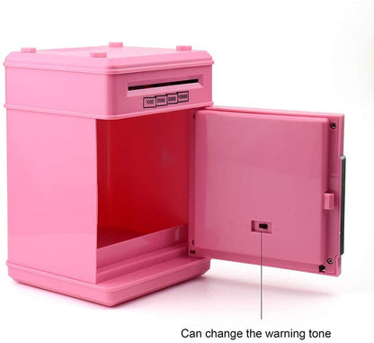 Secure Digital Kids ATM Piggy Bank Safe Money Saving Box with Electronic Lock Pink