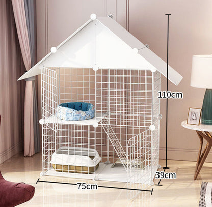 Spacious Metal Wire Cat Cage Detachable Playpen Crate House